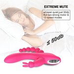 G Spot Rabbit Vibrator for Women Clitoris Stimulation with 7 Powerful Vibrations, 3 in 1 Clit Anal Stimulating Dildo Massager