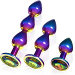 3pcs Stainless Steel Anal Trainer Butt Plug Metal Anal Beads Sex Toys for Men Women and Couples