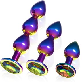 3pcs Stainless Steel Anal Trainer Butt Plug Metal Anal Beads Sex Toys for Men Women and Couples