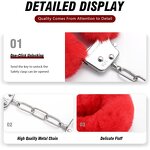 Fluffy Metal Handcuffs with 2 Keys Plush Fuzzy Hand Cuffs Soft Bondage Restraints Adult Sex Toys for Women Men