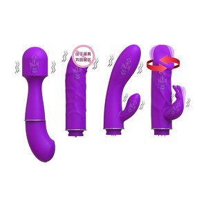 Ultimate Pleasure 4-Pack: Rabbit Dildo Vibration G Spot Stimulator Clitoral Massager Reusable Sex Vibrator Set for Gift