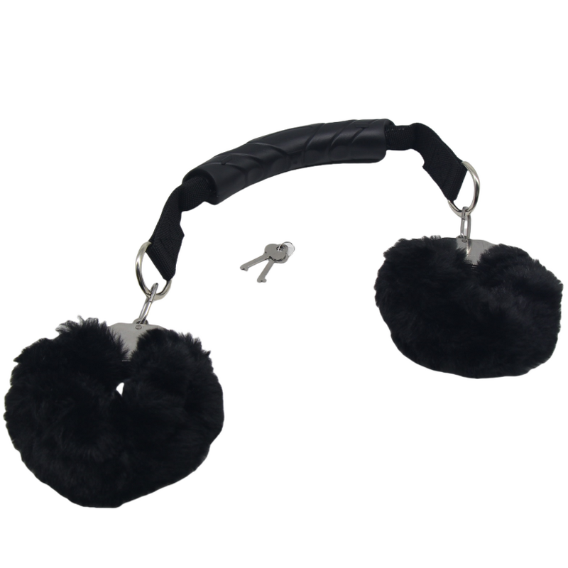 Update Black Stainless Steel Plush Metal Handcuffs Ankle Cuffs Sex Toys Thicken 300G Furry Handcuffs for Couples BDSM Games Tool
