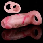 Male Silicone Dildo Hollow Sleeve Penis Sleeve with Cock Ring,Small Penis Sheath Adult Sex Toy for Male Penis Enlargement Sleeve