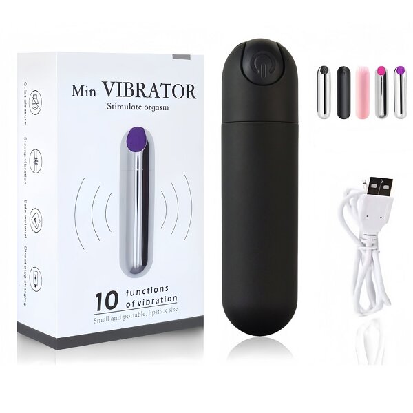 Mini Bullet Vibrator for Women Made of Body-Safe Silicone, Fully Waterproof, USB Rechargeable with 10 Vibration Settings