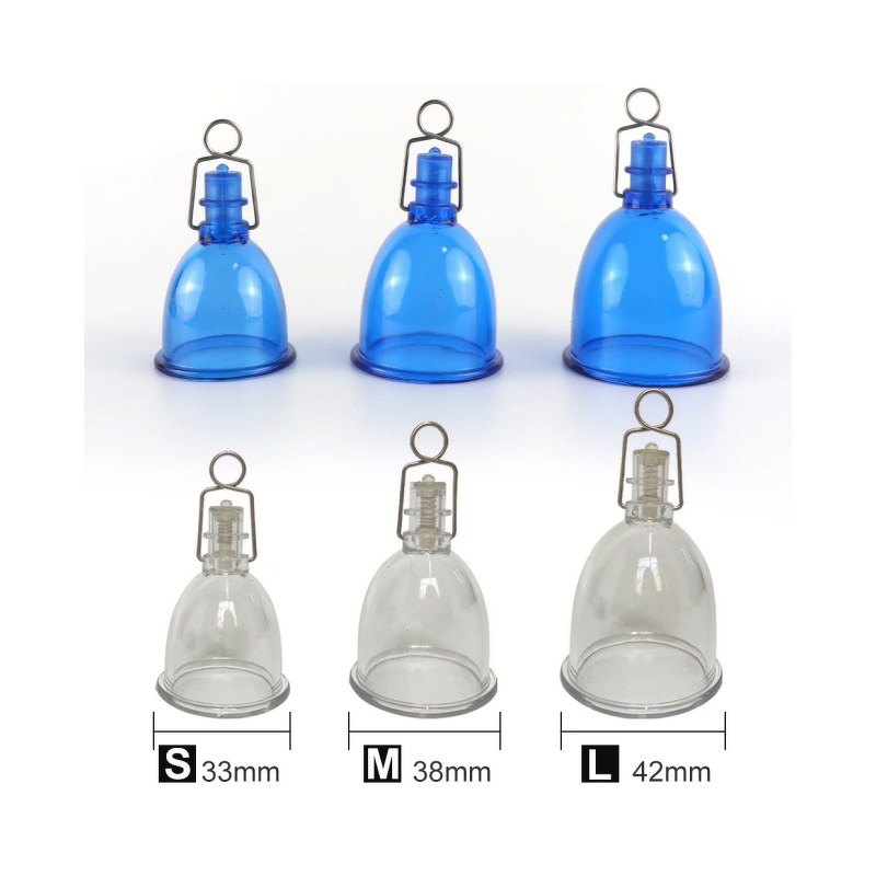 S/M/L Clear Blue Cup for Penis Extender Pump Enlargement Glans Protector Cap Replacement Penile Stretcher Clamping Kit Sex Toys