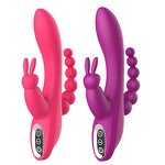 G Spot Rabbit Vibrator for Women Clitoris Stimulation with 7 Powerful Vibrations, 3 in 1 Clit Anal Stimulating Dildo Massager