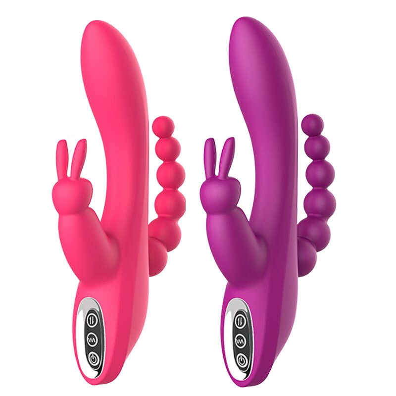 G Spot Rabbit Vibrator for Women Clitoris Stimulation with 7 Powerful Vibrations, 3 in 1 Clit Anal Stimulating Dildo Massager