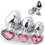 3Pcs Set Luxury Metal Butt Toys Heart Shaped Anal Trainer Jewel Butt Plug Kit S&M Adult Gay Anal Plugs Woman Men Sex Gifts