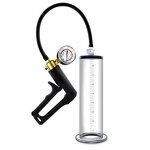 Penis Pump Maxi Black Handle with Gauge, Silicone Hose 9 Inch Length X 1.50 Inch Diameter Cylinder Suction for Penis Enhancement