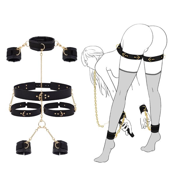 BDSM Bondage Sex Toys Restraints, Adjustable Sex Cuffs Restraints Straps Wrist-to-Thigh, Restraint Set Adult Sex Toys for Couple