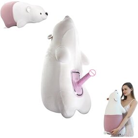 Sex Machine White Doll Bear Toys Dildo,Thrusting Invisible Telescopic Dildo Penis Masturbation Machine Female Sex Play Pillow