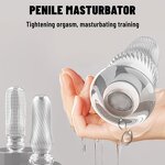 Transparent Lifelike Textured TPE Male Masturbation Stroker Manual Squeezable Pussy Portable Masturbation Cup with Suction Bag