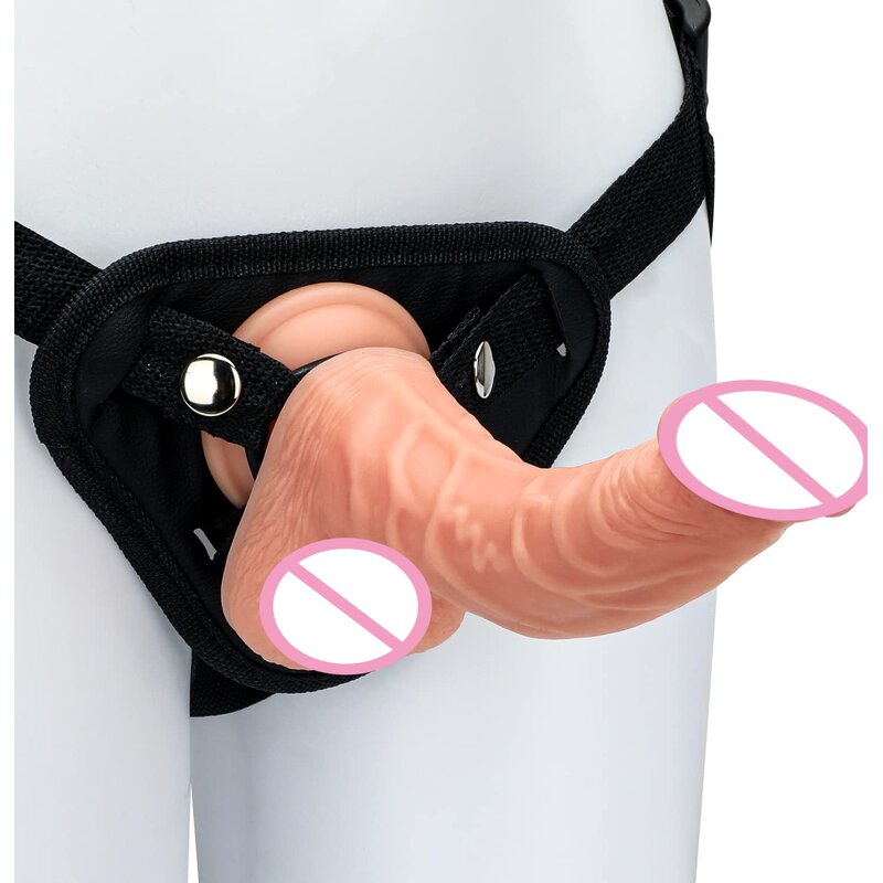 8.26'' Harness&Strap-On Realistic Dildo with Strap-on Suction Cup for G Spot Anal Flexible Dildos Sex Toy for Men Women Couples