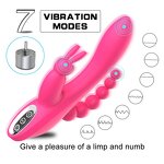 G Spot Rabbit Vibrator for Women Clitoris Stimulation with 7 Powerful Vibrations, 3 in 1 Clit Anal Stimulating Dildo Massager