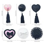 Reusable Adhesive Nipple Covers Pasties, Shiny Glitter Sequin Silicone Round-Shaped Breast Petals Bra with Tassel