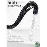 28" Glass Flogger Adult Sex Toy,Premium BDSM Whip for Couples,Sexy Black Bull Whip | Spanking Paddle Riding Crop