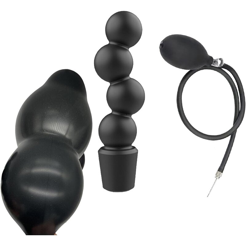 Inflatable Anal Plugs with Pump Silicone Butt Plugs for Anus Training Prostate Massager Expandable Anal Beads Adult Sex Toys