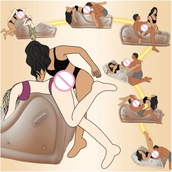 Sex Furniture Sofa Pillow with Automatic Air Pump, BDSM Gear Inflatable Cushion for Couple Sexual Position Multifunctional Sofas