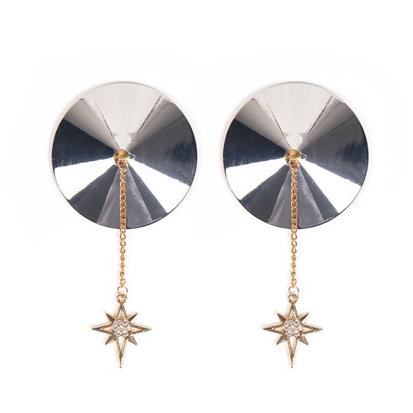 Adhesive Metal Nipple Covers Sexy Reusable Tassel Pasties with Diamonds Self-Bra Jewelry Sticker New Underwear Accessories