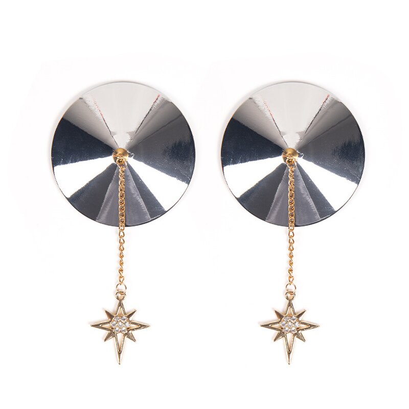 Adhesive Metal Nipple Covers Sexy Reusable Tassel Pasties with Diamonds Self-Bra Jewelry Sticker New Underwear Accessories