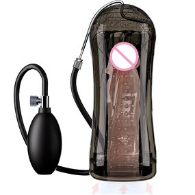 Manual Male Masturbators with Squeezer & Air Bag and Vibrating Ball, Reusable Male Masturbator Cup Pocket Pussy with 3D Texture