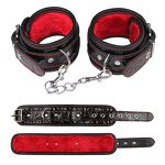 1 Gag Mouth Plug Ball Sex Love Game Handcuffs Leather Whip Rope Collar Plush Rope 10 Pieces Set Bondage Kit Adult Play Fun Toys