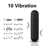 Mini Bullet Vibrator for Women Made of Body-Safe Silicone, Fully Waterproof, USB Rechargeable with 10 Vibration Settings