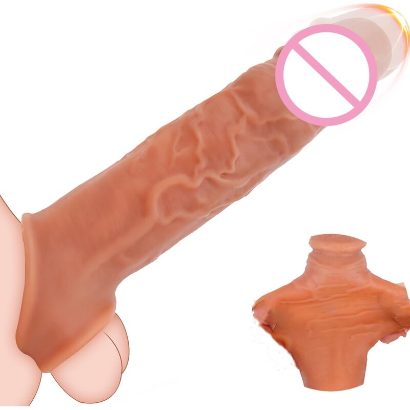 Penis Sleeve Extender Enlarger Stretcher Suitable for All to Extend Male Stamina of Cock Sleeve for Thicken Reusable Condom