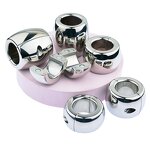 Men's Delayed Ejaculation Penis Ring Stainless Steel Ball Stretcher Weight Training Lock Cock Ring with Magnet Suction Sex Toy