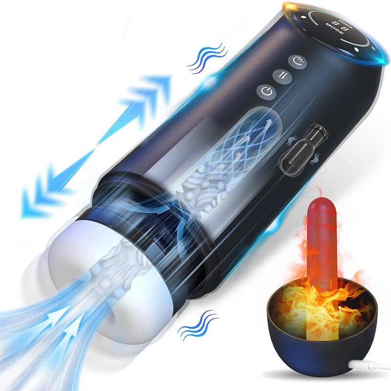 Male Masturbation Cup Telescopic Heated Sucking Pocket Pussy Sex Machines Toy Adult Goods for Men Vagina Masturbator
