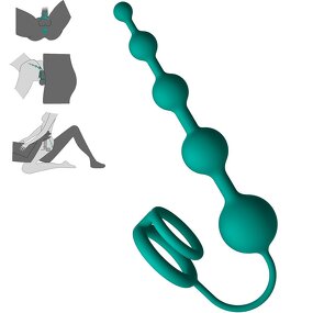 Anal Beads Butt Plug with Penis Rings Flexible Silicone Prostate Massager Graduated Design G Spot Stimulate for Couples Play