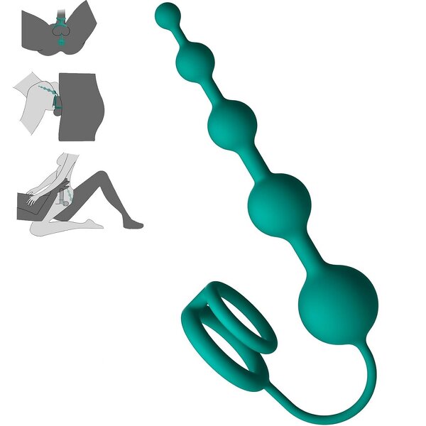 Anal Beads Butt Plug with Penis Rings Flexible Silicone Prostate Massager Graduated Design G Spot Stimulate for Couples Play