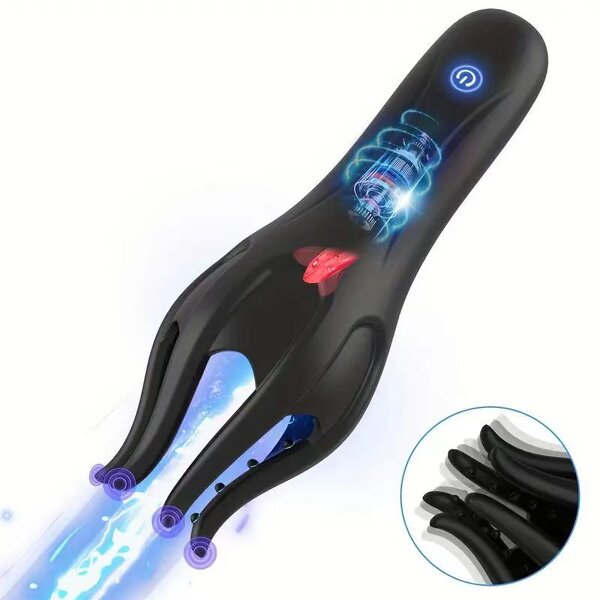 Male Masturbator Penis Vibrator 3in1 Penis Massage with 10 Modes Vibration & 5 Licking Tongue, 360° Grains Stimulation Sex Toys