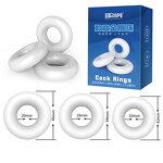 3 Pieces Different Size High Quality Food Grade Elastic Silicone Penis Medical Grade Male Delayed Ejaculation Cock Rings Set