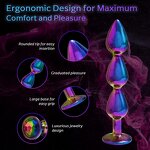 3pcs Stainless Steel Anal Trainer Butt Plug Metal Anal Beads Sex Toys for Men Women and Couples