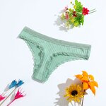 Sexy Cotton Thong for Women Stretchy Lace T Back Seamless Underwear No Show Soft Comfortable Lightweight Panties