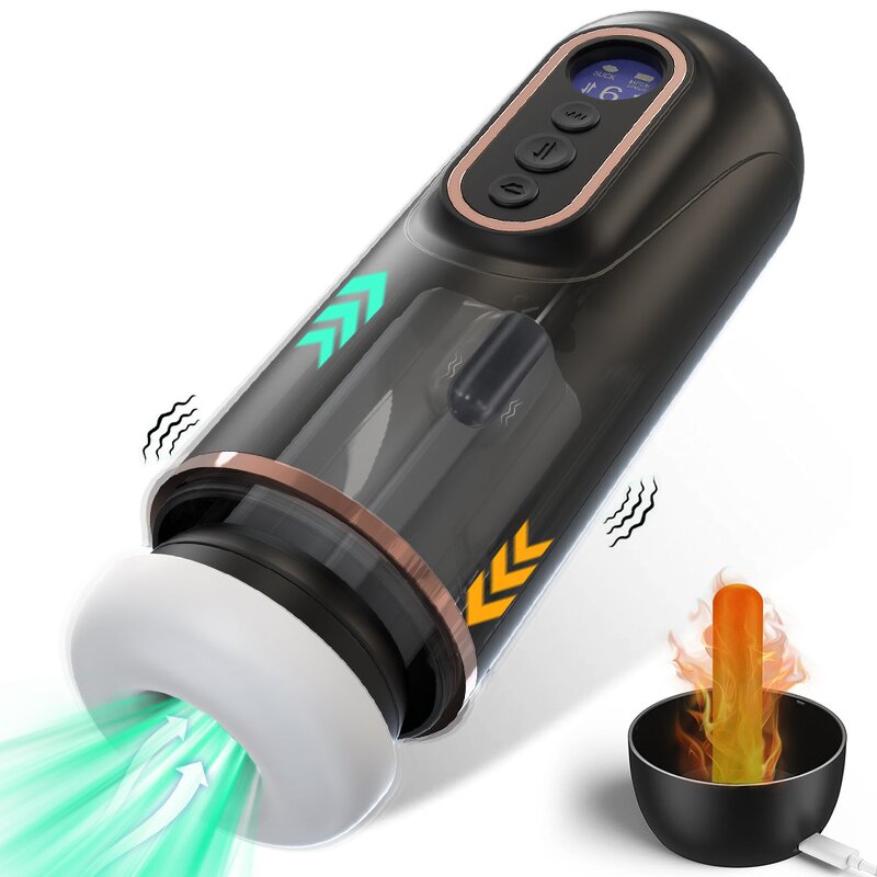 Automatic Male Masturbator Penis Pump with 9 Vibrating 7 Thrusting 5 Sucking, 3D Realistic Textured, Heating, Voice Pocket Pussy