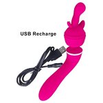 Female Vibrator with Three Head Covers USB Charging Double Head Vibrator G-spot Stimulation AV Wand Massager Female Masturbator
