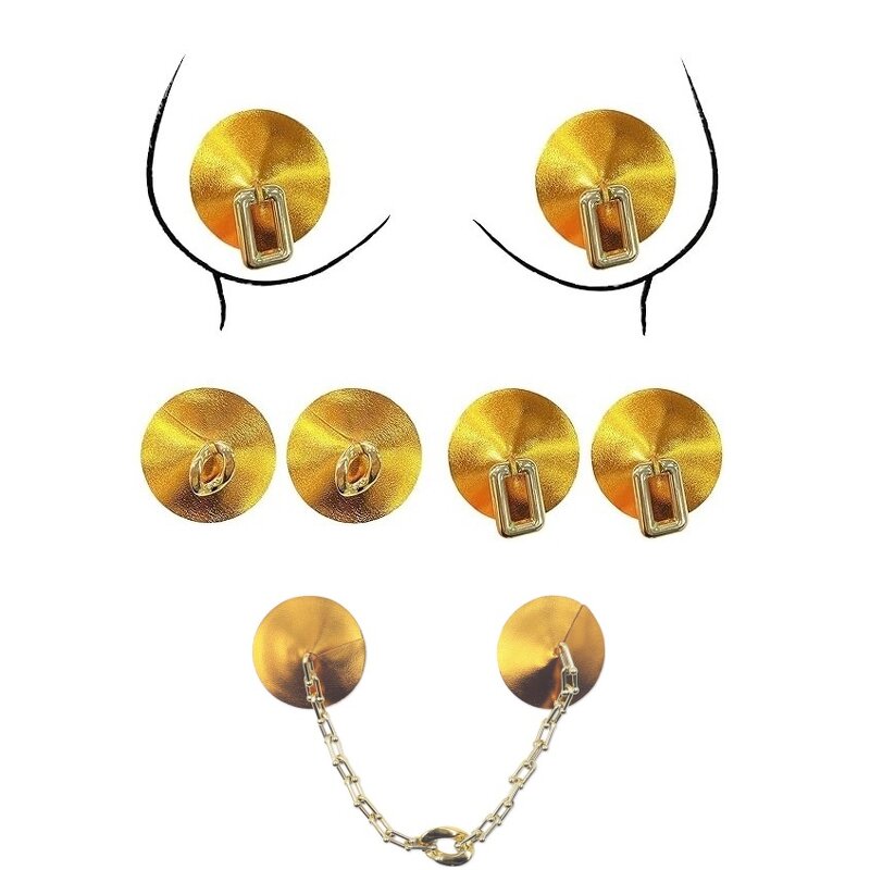 Factory Direct Supplier Best Selling Leather Nipple Covers Ring Golden Pu Leather Nipple Covers for Women Sexy