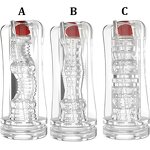 Manual Male Masturbators with Squeezer & Air Bag and Vibrating Ball, Reusable Male Masturbator Cup Pocket Pussy with 3D Texture