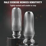 Transparent Lifelike Textured TPE Male Masturbation Stroker Manual Squeezable Pussy Portable Masturbation Cup with Suction Bag