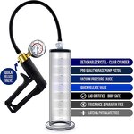 Penis Pump Maxi Black Handle with Gauge, Silicone Hose 9 Inch Length X 1.50 Inch Diameter Cylinder Suction for Penis Enhancement