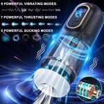 Automatic Male Masturbator Penis Pump with 9 Vibrating 7 Thrusting 5 Sucking, 3D Realistic Textured, Heating, Voice Pocket Pussy