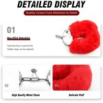 Fluffy Furry Handcuffs with Keys Metal Fuzzy Wrist Cuffs Soft Plush SM Bondage Cuffs Quick Release Handcuffs for Couples Cosplay