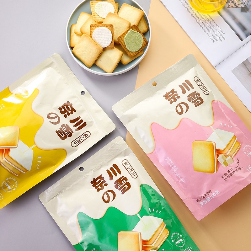 High Quality Sweet Sandwich Cookies Biscuits White Chocolate/cheese Milk/matcha Flavor Sandwich Cookies Snacks Wholesale