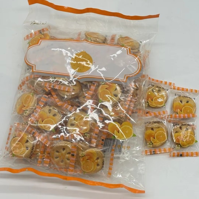 Orange Marmalade Sandwich Crisp Customizable Flavors Crispy Texture Sweet Taste Sugar Wafer Packaged in Box Bulk for Cookies