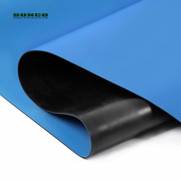 Anti Static Rubber Mat Roll Factory - Blue Green Gray Textured Table Mat
