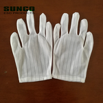 ESD Polyester Gloves Manufacturer - White Lint Free Double Sides Stripe