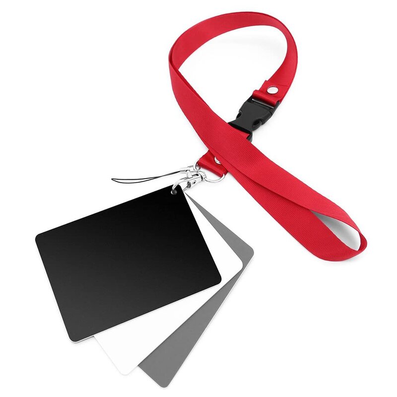 White Balance Cards Factory - 3 in 1 Photography 18% Gray Card with Neck Strap