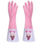 Warm Kitchen Gloves Supplier - GC2008 Long Rubber Waterproof PVC Plus Velvet Dishwashing